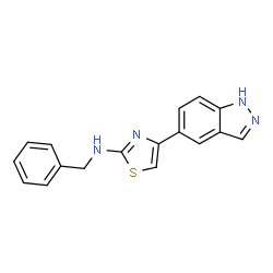 ChemSpider 2D Image | N-Benzyl-4-(1H-indazol-5-yl)-1,3-thiazol-2-amine | C17H14N4S