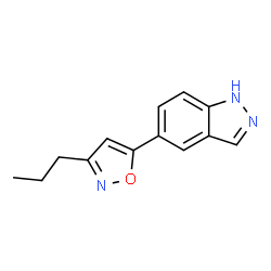 ChemSpider 2D Image | 5-(3-Propyl-1,2-oxazol-5-yl)-1H-indazole | C13H13N3O