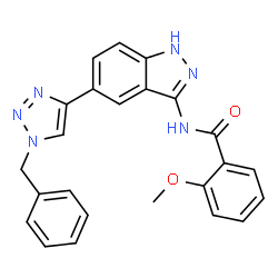 ChemSpider 2D Image | N-[5-(1-Benzyl-1H-1,2,3-triazol-4-yl)-1H-indazol-3-yl]-2-methoxybenzamide | C24H20N6O2