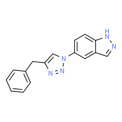 ChemSpider 2D Image | 5-(4-Benzyl-1H-1,2,3-triazol-1-yl)-1H-indazole | C16H13N5