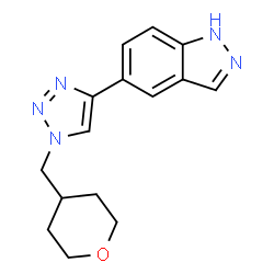 ChemSpider 2D Image | 5-[1-(Tetrahydro-2H-pyran-4-ylmethyl)-1H-1,2,3-triazol-4-yl]-1H-indazole | C15H17N5O