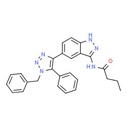 ChemSpider 2D Image | N-[5-(1-Benzyl-5-phenyl-1H-1,2,3-triazol-4-yl)-1H-indazol-3-yl]butanamide | C26H24N6O