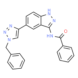ChemSpider 2D Image | N-[5-(1-Benzyl-1H-1,2,3-triazol-4-yl)-1H-indazol-3-yl]benzamide | C23H18N6O
