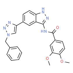 ChemSpider 2D Image | N-[5-(1-Benzyl-1H-1,2,3-triazol-4-yl)-1H-indazol-3-yl]-3,4-dimethoxybenzamide | C25H22N6O3
