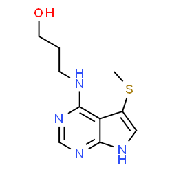 ChemSpider 2D Image | 3-{[5-(Methylsulfanyl)-1H-pyrrolo[2,3-d]pyrimidin-4-yl]amino}-1-propanol | C10H14N4OS