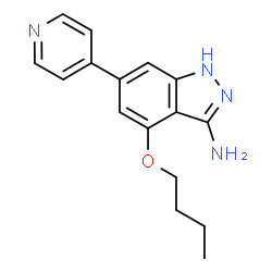ChemSpider 2D Image | 4-Butoxy-6-(4-pyridinyl)-1H-indazol-3-amine | C16H18N4O