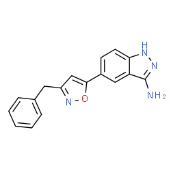 ChemSpider 2D Image | 5-(3-Benzyl-1,2-oxazol-5-yl)-1H-indazol-3-amine | C17H14N4O