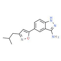 ChemSpider 2D Image | 5-(3-Isobutyl-1,2-oxazol-5-yl)-1H-indazol-3-amine | C14H16N4O