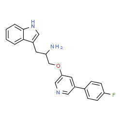 ChemSpider 2D Image | 1-{[5-(4-Fluorophenyl)-3-pyridinyl]oxy}-3-(1H-indol-3-yl)-2-propanamine | C22H20FN3O