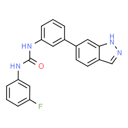 ChemSpider 2D Image | 1-(3-Fluorophenyl)-3-[3-(1H-indazol-6-yl)phenyl]urea | C20H15FN4O