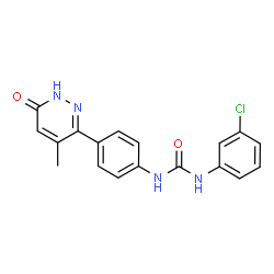 ChemSpider 2D Image | 1-(3-Chlorophenyl)-3-[4-(4-methyl-6-oxo-1,6-dihydro-3-pyridazinyl)phenyl]urea | C18H15ClN4O2