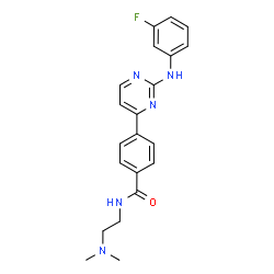ChemSpider 2D Image | N-[2-(Dimethylamino)ethyl]-4-{2-[(3-fluorophenyl)amino]-4-pyrimidinyl}benzamide | C21H22FN5O