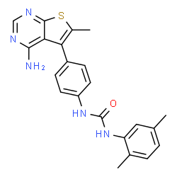 ChemSpider 2D Image | 1-[4-(4-Amino-6-methylthieno[2,3-d]pyrimidin-5-yl)phenyl]-3-(2,5-dimethylphenyl)urea | C22H21N5OS