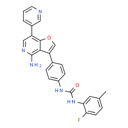 ChemSpider 2D Image | 1-{4-[4-Amino-7-(3-pyridinyl)furo[3,2-c]pyridin-3-yl]phenyl}-3-(2-fluoro-5-methylphenyl)urea | C26H20FN5O2