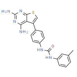ChemSpider 2D Image | 1-[4-(2,4-Diaminothieno[2,3-d]pyrimidin-5-yl)phenyl]-3-(3-methylphenyl)urea | C20H18N6OS