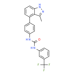 ChemSpider 2D Image | 1-[4-(3-Methyl-1H-indazol-4-yl)phenyl]-3-[3-(trifluoromethyl)phenyl]urea | C22H17F3N4O