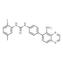 ChemSpider 2D Image | 1-[4-(5-Amino-6-quinoxalinyl)phenyl]-3-(2-fluoro-5-methylphenyl)urea | C22H18FN5O