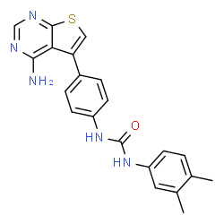 ChemSpider 2D Image | 1-[4-(4-Aminothieno[2,3-d]pyrimidin-5-yl)phenyl]-3-(3,4-dimethylphenyl)urea | C21H19N5OS