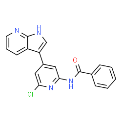 ChemSpider 2D Image | N-[6-Chloro-4-(1H-pyrrolo[2,3-b]pyridin-3-yl)-2-pyridinyl]benzamide | C19H13ClN4O