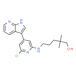 ChemSpider 2D Image | 5-{[6-Chloro-4-(1H-pyrrolo[2,3-b]pyridin-3-yl)-2-pyridinyl]amino}-2,2-dimethyl-1-pentanol | C19H23ClN4O