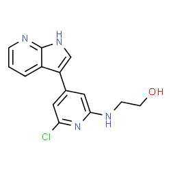 ChemSpider 2D Image | 2-{[6-Chloro-4-(1H-pyrrolo[2,3-b]pyridin-3-yl)-2-pyridinyl]amino}ethanol | C14H13ClN4O