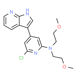 ChemSpider 2D Image | 6-Chloro-N,N-bis(2-methoxyethyl)-4-(1H-pyrrolo[2,3-b]pyridin-3-yl)-2-pyridinamine | C18H21ClN4O2