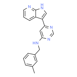 ChemSpider 2D Image | N-(3-Methylbenzyl)-6-(1H-pyrrolo[2,3-b]pyridin-3-yl)-4-pyrimidinamine | C19H17N5