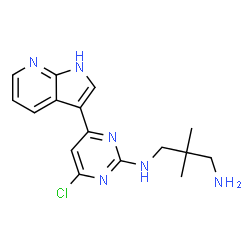 ChemSpider 2D Image | N-[4-Chloro-6-(1H-pyrrolo[2,3-b]pyridin-3-yl)-2-pyrimidinyl]-2,2-dimethyl-1,3-propanediamine | C16H19ClN6