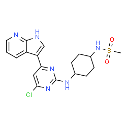 ChemSpider 2D Image | N-(4-{[4-Chloro-6-(1H-pyrrolo[2,3-b]pyridin-3-yl)-2-pyrimidinyl]amino}cyclohexyl)methanesulfonamide | C18H21ClN6O2S