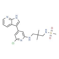 ChemSpider 2D Image | N-(3-{[6-Chloro-4-(1H-pyrrolo[2,3-b]pyridin-3-yl)-2-pyridinyl]amino}-2,2-dimethylpropyl)methanesulfonamide | C18H22ClN5O2S