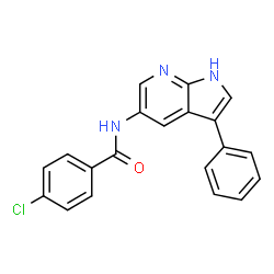ChemSpider 2D Image | 4-Chloro-N-(3-phenyl-1H-pyrrolo[2,3-b]pyridin-5-yl)benzamide | C20H14ClN3O