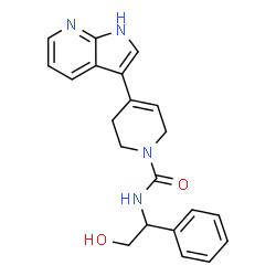 ChemSpider 2D Image | N-(2-Hydroxy-1-phenylethyl)-4-(1H-pyrrolo[2,3-b]pyridin-3-yl)-3,6-dihydro-1(2H)-pyridinecarboxamide | C21H22N4O2
