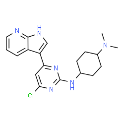 ChemSpider 2D Image | N'-[4-Chloro-6-(1H-pyrrolo[2,3-b]pyridin-3-yl)-2-pyrimidinyl]-N,N-dimethyl-1,4-cyclohexanediamine | C19H23ClN6