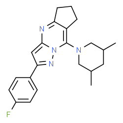 ChemSpider 2D Image | 8-(3,5-Dimethyl-1-piperidinyl)-2-(4-fluorophenyl)-6,7-dihydro-5H-cyclopenta[d]pyrazolo[1,5-a]pyrimidine | C22H25FN4