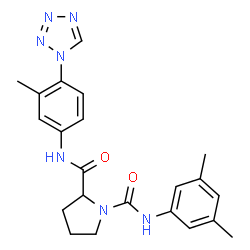 ChemSpider 2D Image | N~1~-(3,5-Dimethylphenyl)-N~2~-[3-methyl-4-(1H-tetrazol-1-yl)phenyl]-1,2-pyrrolidinedicarboxamide | C22H25N7O2
