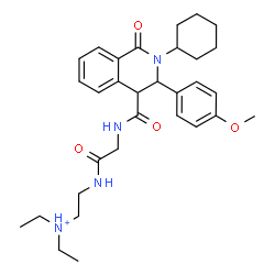 ChemSpider 2D Image | 2-[(N-{[2-Cyclohexyl-3-(4-methoxyphenyl)-1-oxo-1,2,3,4-tetrahydro-4-isoquinolinyl]carbonyl}glycyl)amino]-N,N-diethylethanaminium | C31H43N4O4
