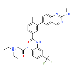 ChemSpider 2D Image | N,N-Diethyl-2-{[2-({4-methyl-3-[2-(methylamino)-6-quinazolinyl]benzoyl}amino)-4-(trifluoromethyl)phenyl]amino}-2-oxoethanaminium | C30H32F3N6O2