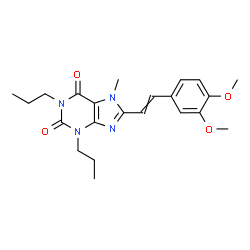 ChemSpider 2D Image | 8-[2-(3,4-Dimethoxyphenyl)vinyl]-7-methyl-1,3-dipropyl-3,7-dihydro-1H-purine-2,6-dione | C22H28N4O4