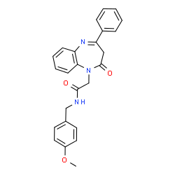 ChemSpider 2D Image | N-(4-Methoxybenzyl)-2-(2-oxo-4-phenyl-2,3-dihydro-1H-1,5-benzodiazepin-1-yl)acetamide | C25H23N3O3