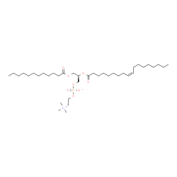 ChemSpider 2D Image | (2R)-3-(Dodecanoyloxy)-2-[(9Z)-9-octadecenoyloxy]propyl 2-(trimethylammonio)ethyl phosphate | C38H74NO8P