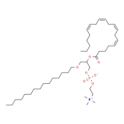 ChemSpider 2D Image | 2-[(5Z,8Z,11Z,14Z)-5,8,11,14-Icosatetraenoyloxy]-3-(pentadecyloxy)propyl 2-(trimethylammonio)ethyl phosphate | C43H80NO7P