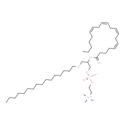 ChemSpider 2D Image | 3-(Hexadecyloxy)-2-[(5Z,8Z,11Z,14Z)-5,8,11,14-icosatetraenoyloxy]propyl 2-(trimethylammonio)ethyl phosphate | C44H82NO7P