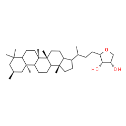 ChemSpider 2D Image | (3S,4S)-2-{3-[(5aR,5bR,10S,11aS,13bS)-5a,5b,8,8,10,11a,13b-Heptamethylicosahydro-1H-cyclopenta[a]chrysen-3-yl]butyl}tetrahydro-3,4-furandiol | C36H62O3