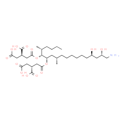 ChemSpider 2D Image | (2R,2'R)-2,2'-{[(5R,6R,7S,9S,16R,18S)-19-Amino-16,18-dihydroxy-5,9-dimethyl-6,7-nonadecanediyl]bis[oxy(2-oxo-2,1-ethanediyl)]}disuccinic acid | C33H57NO14