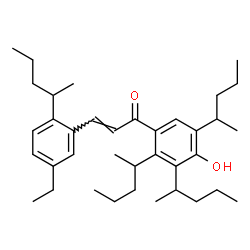 ChemSpider 2D Image | (2E)-3-[5-Ethyl-2-(2-pentanyl)phenyl]-1-[4-hydroxy-2,3,5-tri(2-pentanyl)phenyl]-2-propen-1-one | C37H56O2