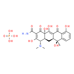 ChemSpider 2D Image | (4S,4aS,5aS,6S,12aS)-4-(Dimethylamino)-3,6,10,12,12a-pentahydroxy-6-methyl-1,11-dioxo-1,4,4a,5,5a,6,11,12a-octahydro-2-tetracenecarboxamide phosphate (1:1) | C22H27N2O12P