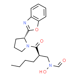 ChemSpider 2D Image | N-[(2R)-2-{[(2R)-2-(1,3-Benzoxazol-2-yl)-1-pyrrolidinyl]carbonyl}hexyl]-N-hydroxyformamide | C19H25N3O4