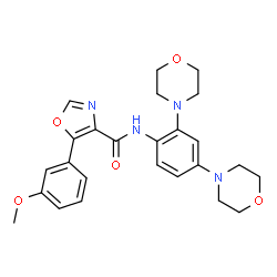 ChemSpider 2D Image | N-[2,4-Di(4-morpholinyl)phenyl]-5-(3-methoxyphenyl)-1,3-oxazole-4-carboxamide | C25H28N4O5