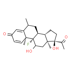 ChemSpider 2D Image | (9beta)-9-Fluoro-11,17-dihydroxy-6-methylpregna-1,4-diene-3,20-dione | C22H29FO4