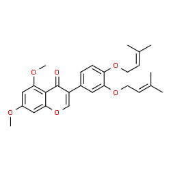 ChemSpider 2D Image | 3-{3,4-Bis[(3-methyl-2-buten-1-yl)oxy]phenyl}-5,7-dimethoxy-4H-chromen-4-one | C27H30O6